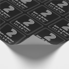 Papel De Presente segundo aniversário: Art Deco Inspira "2" com nome