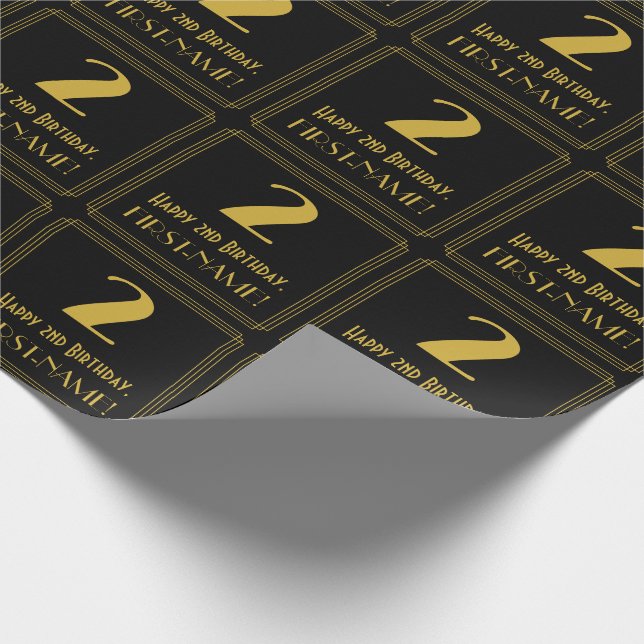 Papel De Presente segundo aniversário ~ Arte Deco Inspirou a aparênc (Ponta)