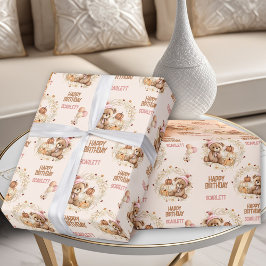 Papel De Presente Segundo aniversário de Nome do Urso de Cueca de ou