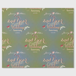 Papel De Presente segundo Casamento Aniversário Cotton Lily do Vale