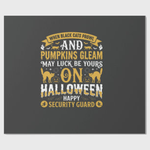 Papel De Presente Segurança Halloween Gatos Pretos e Abóboras D