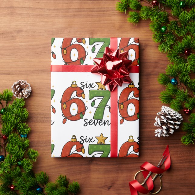 Papel De Presente Seis Sete 67 Meme Divertido Natal (Presente de Natal)