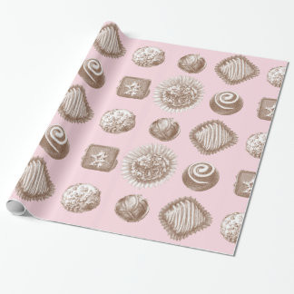 Papel De Presente Seis Trufas de Chocolate em um Design repetido