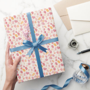 Papel De Presente Seixos de Aquarela Rosa e Amarelo