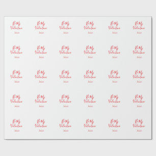 Papel De Presente Seja meu valentim nome vermelho elegante casal