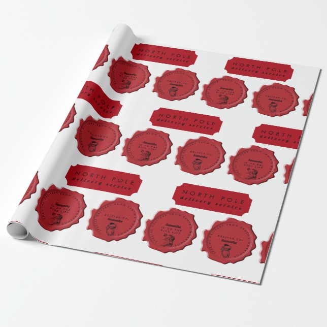 Papel De Presente Selo de Natal com Nome Personalizado da Oficina do (Desenrolado)