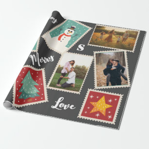 Papel De Presente Selo de Natal Engraçado Personalizado Preto