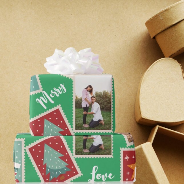 Papel De Presente Selo de Natal Engraçado Personalizado Verde (Criador carregado)