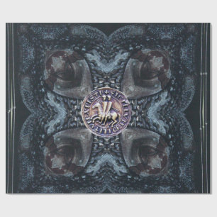 Papel De Presente SELO dos CAVALEIROS TEMPLAR no preto da CRUZ do