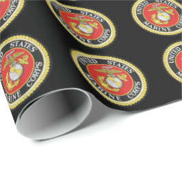 Papel De Presente Selo Oficial de Fundo Negro - Corpo Marinho dos EU