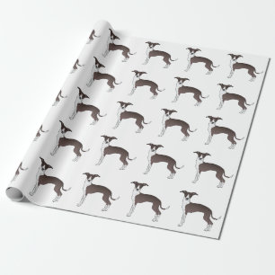 Papel De Presente Selos E Padrão De Cachorro Fofo Galgo Italiano Bra