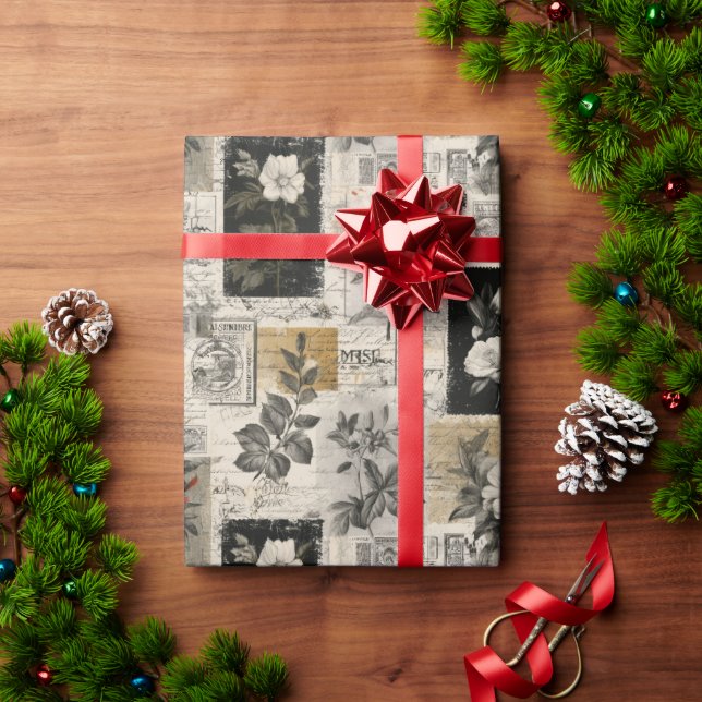 Papel De Presente Selos Postais Antigos Marcas (Presente de Natal)