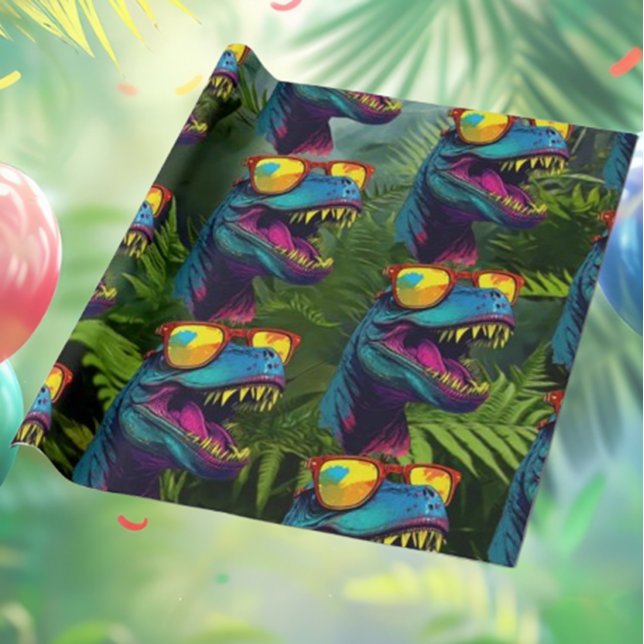 Papel De Presente Selva Azul do Dinossauro T Rex Jurassado Legal (Celebrate a roaring good time with a Dinosaur Birthday Party! )