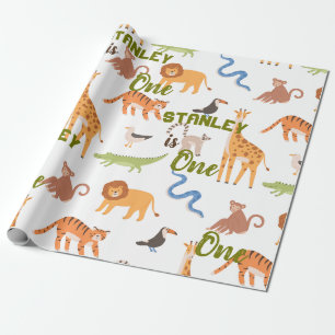 Papel De Presente Selva de Animais Selvagens Tropicais Safari Person