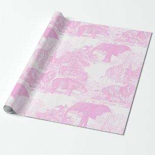 Papel De Presente Selva de Toile Rosa Safari Chinoiserie