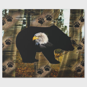 Papel De Presente Selvagem de Águia-Balda-Urso Negro