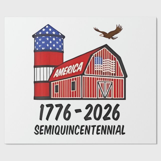 Papel De Presente Semiquinentenário dos EUA 250º Aniversário 1776-20 (Aberto)