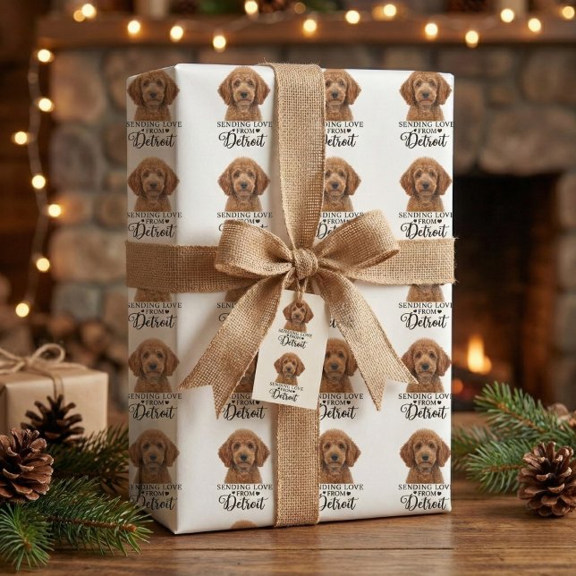 Papel De Presente Sending Love From Detroit Wrapping Paper (Detroit love, custom made.)