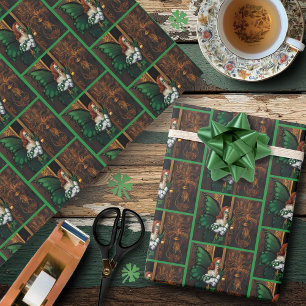 Papel De Presente Senha Secreta da Fada Céltica Verde Mística Irland