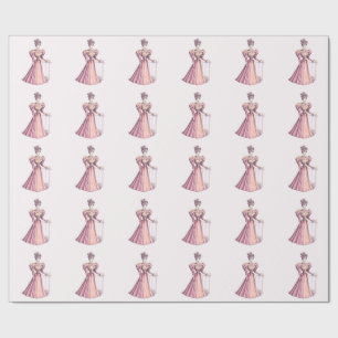 Papel De Presente Senhora da Moda Vitoriana Rosa