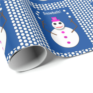Papel De Presente Senhorita de Neve de Natal Zangando Snowball Engra