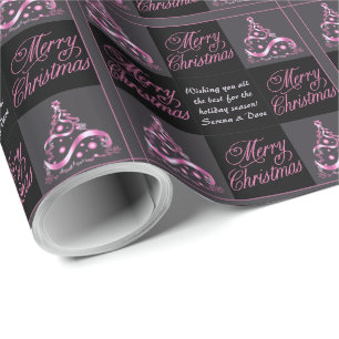 Papel De Presente Sentimento Personalizado Elegante Rosa Preto Cinza