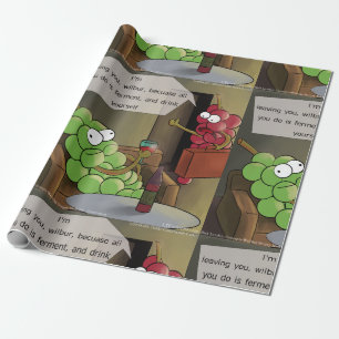 Papel De Presente Separação de Uva Engraçado Comida, Vinho & Casamen