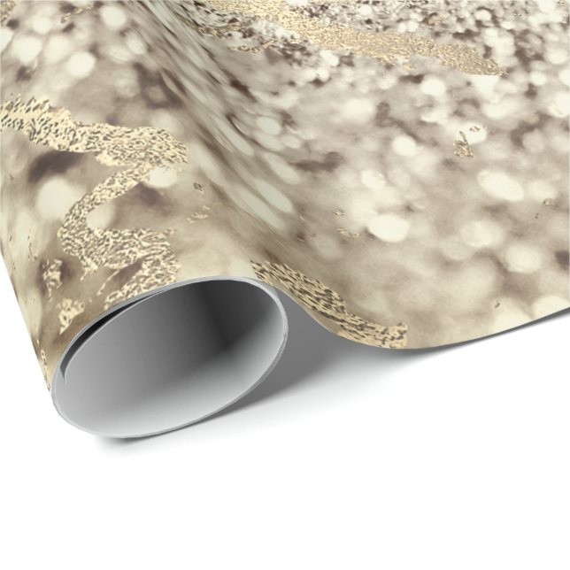 Papel De Presente Sepia Creamy Foxier Dourado Marble Shiny Metal Tra (Ponta do rolo)