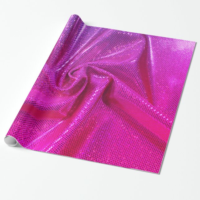 Papel De Presente Sequin sparkle glitter parece magenta rosa (Desenrolado)