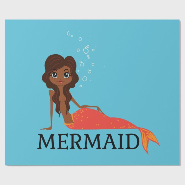 Papel De Presente Sereia Bonita (Linda Menina Negra) (Aberto)