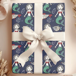 Papel De Presente Sereia Caprichosa & Criaturas Marinhas Oceano