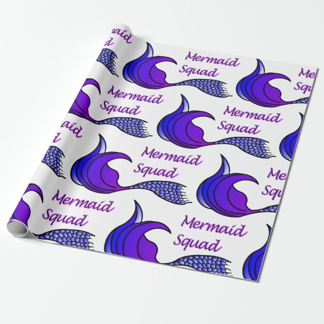 Papel De Presente Sereia com rabo de sereia roxo (Desenrolado)