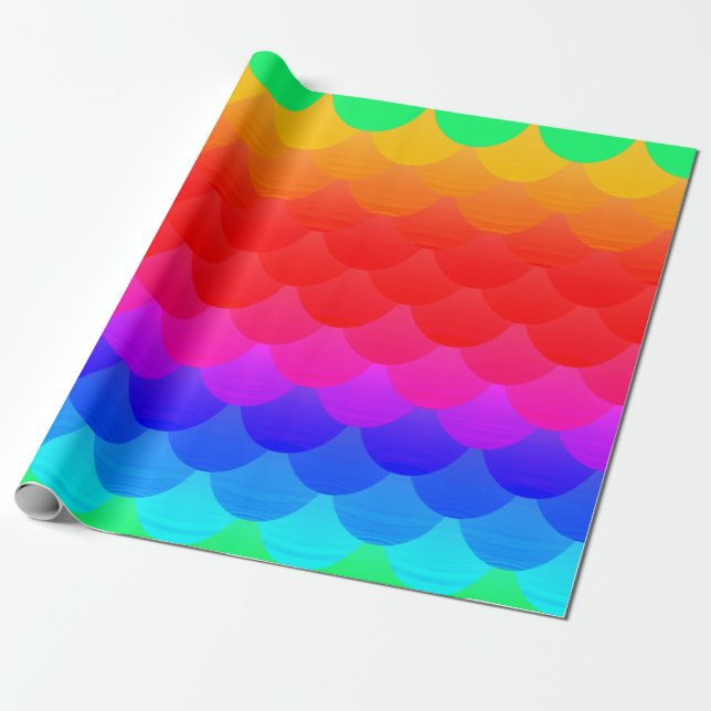 Papel De Presente sereia do arco-íris escalas ombre (Desenrolado)