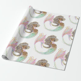 Papel De Presente Sereia Futuro Chá de fraldas da Mãe. Sob O Mar.