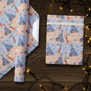 Papel De Presente Sereia Natal Estoque e laranja azul-árvore