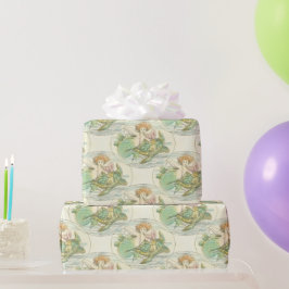Papel De Presente Sereia Náutica Vintage com Padrão de Tartaruga Mar