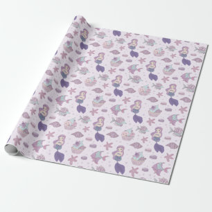 Papel De Presente Sereia Partido Temático Pastel Pink Aniversário