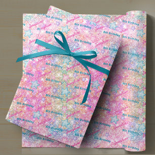 Papel De Presente Sereia personalizado aniversário caprichoso colori
