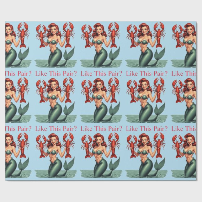Papel De Presente Sereia Segurando Lagostas Thunder_Cove (Aberto)