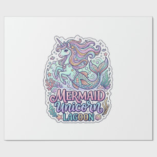 Papel De Presente Sereia Unicórnio Lagoa Unicórnio Design Gráfico Za