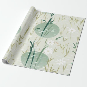 Papel De Presente Serena Flor de Bambu Asiática (10)