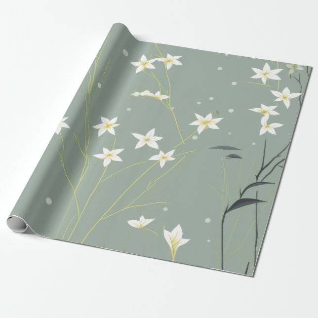 Papel De Presente Serena Flor de Bambu Asiática  (8) (Desenrolado)