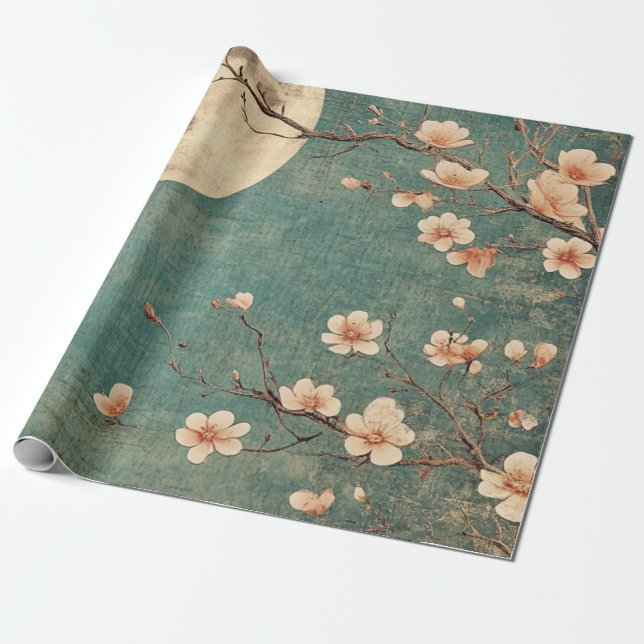 Papel De Presente Serenidade do Flor de Cereja Ligado (Desenrolado)