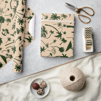 Papel De Presente Serenidade Tropical Folhas de Palmeiras