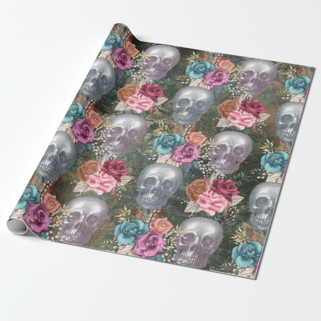 Papel De Presente Série Boho Skull Design 10  (Desenrolado)