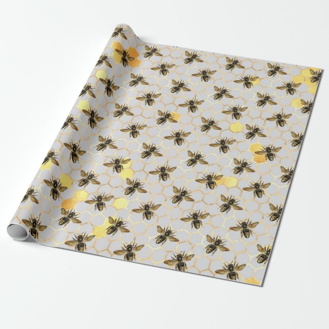 Papel De Presente Série de Design de Girassol e Abelha Dez (Desenrolado)