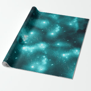 Papel De Presente Série Design Galáxia Verde-azulado 3