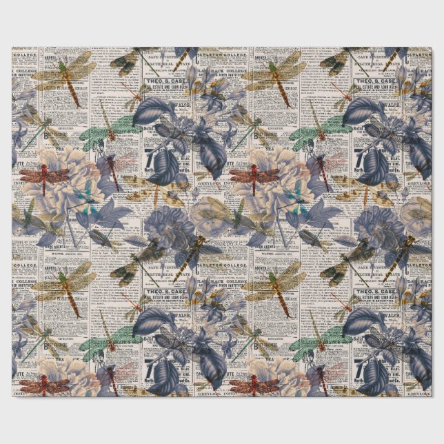 Papel De Presente Série Dragonflies Vintage Design 5 (Barra)