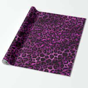 Papel De Presente Série Leopardo Roxo e Dourada Design 3