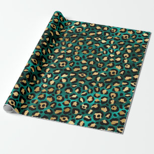 Papel De Presente Série Leopardo Teto e Dourado Design 3 